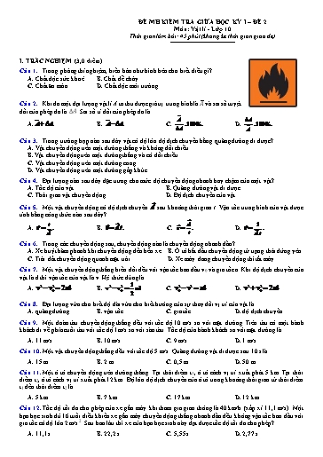 Bộ 3 đề minh họa kiểm tra Giữa kì 1 môn Vật lí 10 - Trường THPT Thuận Thành số 1 2024-2025 (Có đáp án)