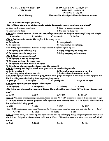 Bộ 4 đề tham khảo cuối học kì 2 môn Vật lí 10 - Trường THPT Thuận Thành số 1 2023-2024 (Có đáp án)