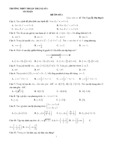 Bộ đề ôn tập môn Toán 10 - Trường THPT Thuận Thành số 1