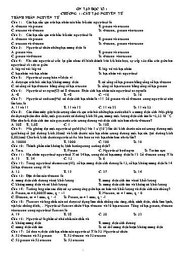 Đề cương ôn tập học kì 1 môn Hóa học 10 - Trường THPT Lý Thường Kiệt
