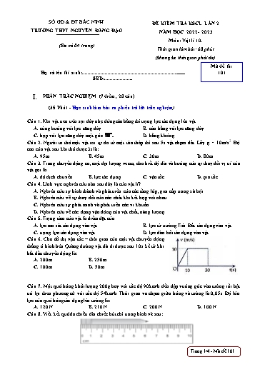 Đề khảo sát chất lượng (Lần 2) môn Vật lí 10 - Trường THPT Nguyễn Đăng Đạo 2022-2023 (Có đáp án)