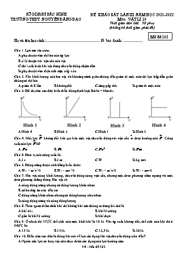 Đề khảo sát chất lượng (Lần 3) môn Vật lí 10 - Trường THPT Nguyễn Đăng Đạo 2021-2022 (Có đáp án)