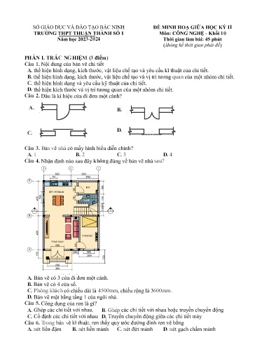 Đề minh họa Giữa kì 2 môn Công nghệ 10 - Trường THPT Thuận Thành 1 2023-2024 (Có đáp án)