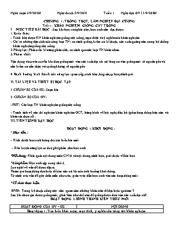 Giáo án Công nghệ 10 - Chương 1, Bài 1: Khảo nghiệm giống cây trồng - Năm học 2021-2022