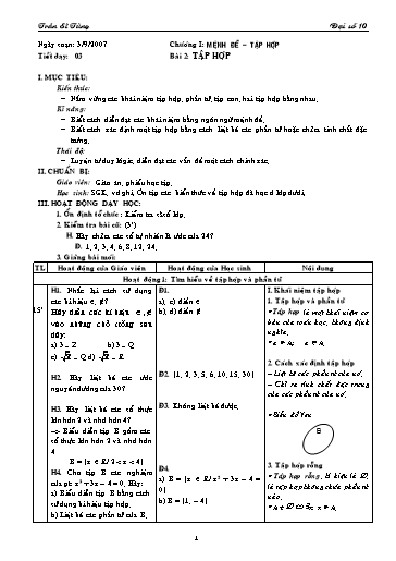 Giáo án Đại số 10 (cơ bản) - Bài 2: Tập hợp - Trần Sĩ Tùng