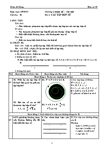 Giáo án Đại số 10 (cơ bản) - Bài 4: Các tập hợp số - Trần Sĩ Tùng