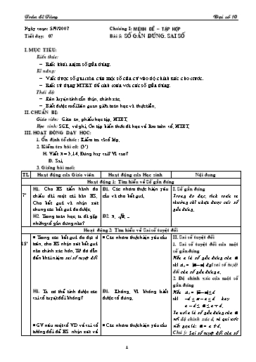 Giáo án Đại số 10 (cơ bản) - Bài 5: Số gần đúng. Sai số - Trần Sĩ Tùng