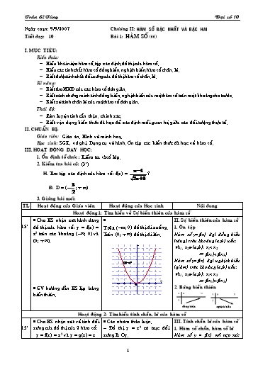 Giáo án Đại số 10 (cơ bản) - Chương II, Bài 1: Hàm số (tiếp theo) - Trần Sĩ Tùng