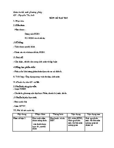 Giáo án Đại số 10 (cơ bản) - Chương II, Bài 3: Hàm số bậc hai - Nguyễn Thị Anh