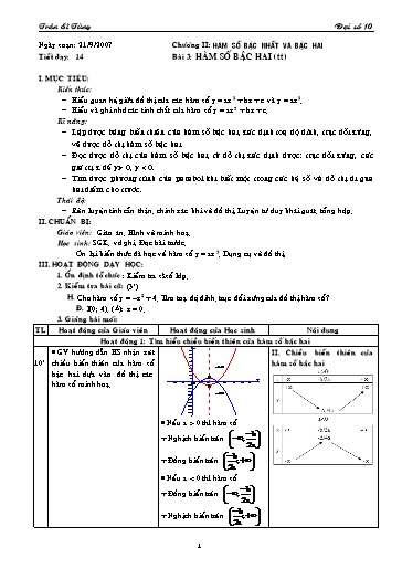 Giáo án Đại số 10 (cơ bản) - Chương II, Bài 3: Hàm số bậc hai (tiếp theo) - Trần Sĩ Tùng