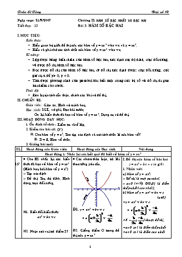 Giáo án Đại số 10 (cơ bản) - Chương II, Bài 3: Hàm số bậc hai - Trần Sĩ Tùng