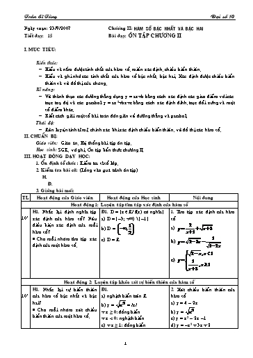 Giáo án Đại số 10 (cơ bản) - Chương II, Bài dạy: Ôn tập chương II - Trần Sĩ Tùng