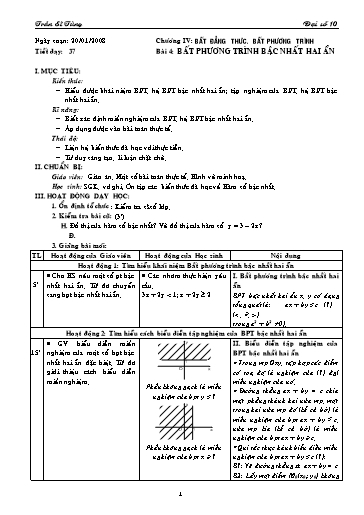 Giáo án Đại số 10 (cơ bản) - Chương IV, Bài 4: Bất phương trình bậc nhất hai ẩn - Trần Sĩ Tùng