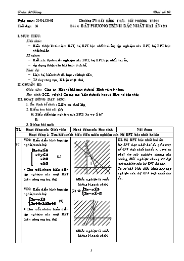 Giáo án Đại số 10 (cơ bản) - Chương IV, Bài 4: Bất phương trình bậc nhất hai ẩn (tiết 2) - Trần Sĩ Tùng