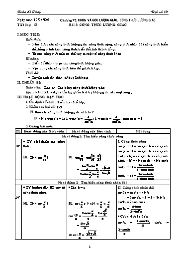 Giáo án Đại số 10 (cơ bản) - Chương VI, Bài 3: Công thức lượng giác - Trần Sĩ Tùng