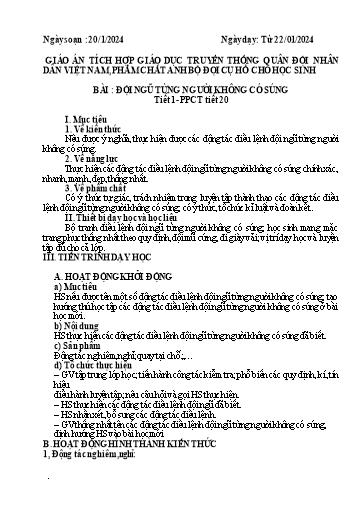 Giáo án GDQP 10 (Kết nối tri thức) - Tiết 20+21+22+23, Bài: Đội ngũ từng người không có súng