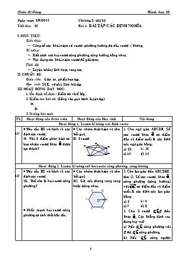 Giáo án Hình học 10 (cơ bản) - Chương I, Bài 1: Bài tập Các khái niệm - Trần Sĩ Tùng