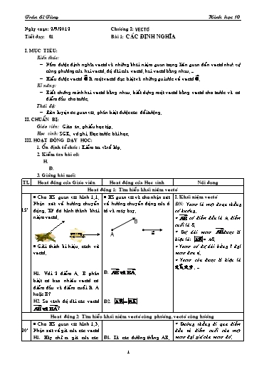 Giáo án Hình học 10 (cơ bản) - Chương I, Bài 1: Các khái niệm - Trần Sĩ Tùng