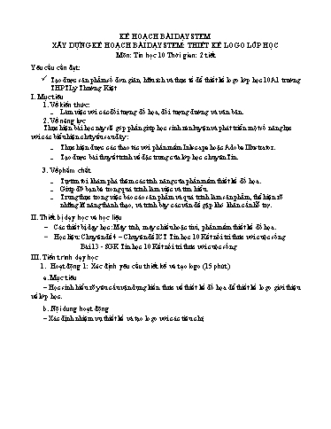 Giáo án Tin học 10 (Kết nối tri thức) - Chủ đề STEM: Thiết kế logo lớp học