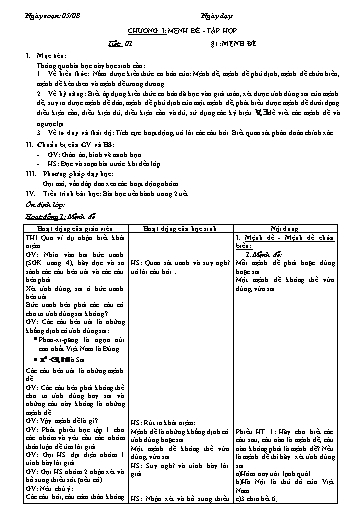 Giáo án Toán 10 - Tiết 1 đến Tiết 10