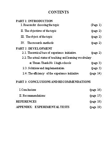 Sáng kiến kinh nghiệm Some ways in teaching and learning English vocabulary for students at Thuan Thanh No 1 High School