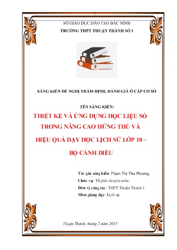 Sáng kiến kinh nghiệm Thiết kế và ứng dụng học liệu số trong nâng cao hứng thú và hiệu quả dạy học Lịch sử Lớp 10 Bộ Cánh diều